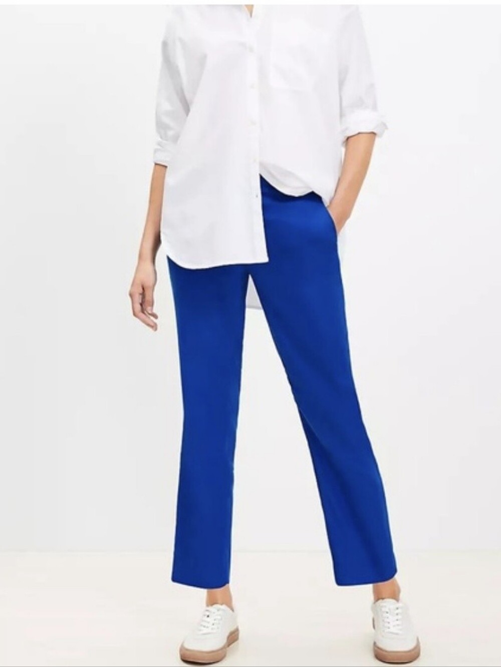 Loft Riviera Slim Pants In Linen Blend Cobalt Current Blue, 14 Regular